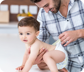Father and child learning together